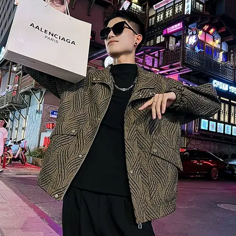 高级感个性工装夹克上衣2023秋季新款潮流宽松肌理感痞帅休闲外套商品大图