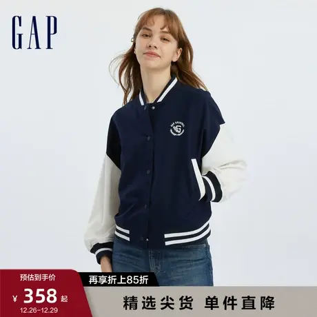 Gap女装早春LOGO学院风休闲短款宽松廓形外套棒球服夹克819797商品大图