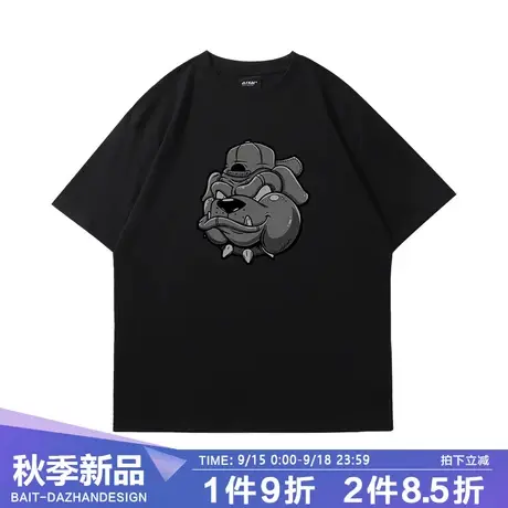 夏季美式潮牌男女半袖t恤设计感街头狗狗重磅高级嘻哈宽松短袖tee商品大图