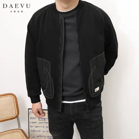 DAEVU春秋新款明线拼接大号潮胖子加肥加大码男士棒球领夹克外套商品大图