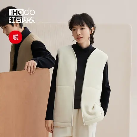 红豆保暖背心女冬季加绒男士马甲情侣居家可外穿双面暖绒锁温内搭商品大图