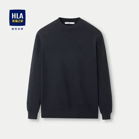 HLA/海澜之家舒适半高领长袖针织衫23秋季纯色暖柔绒柔软毛衣男图片
