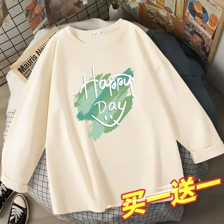 宽松纯棉t恤女长袖2023新款秋季打底衫春秋内搭上衣秋装女款秋衣商品大图