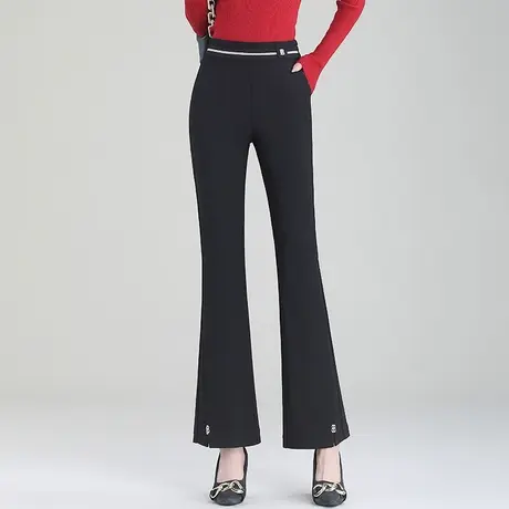 黑色小个子九分微喇裤高腰垂感微喇裤女秋季2023新款西装裤休闲裤商品大图