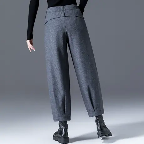 毛呢灯笼裤女秋冬2023新款羊毛女裤冬季休闲裤子九分萝卜裤哈伦裤商品大图