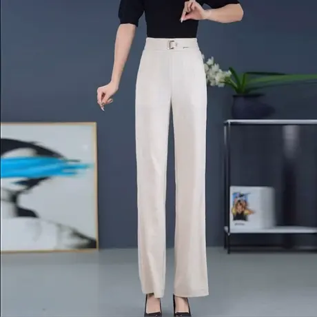 时尚棉麻筒喇阔腿裤女夏季薄款韩版高腰休闲裤显瘦百搭垂感直筒裤图片