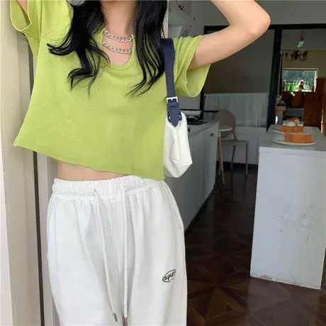 紧身辣妹短款显瘦打底衫bm上衣女韩版夏季内搭短袖网红T恤ins超火商品大图