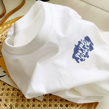 港风复古短袖t恤女宽松韩版大码洋气原宿街头风嘻哈半袖上衣ins潮图片