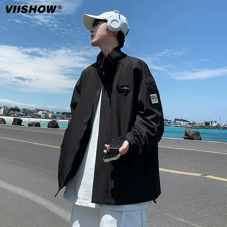 VIISHOW外套男春秋季2023新款潮牌痞帅美式重磅夹克青少年上衣图片