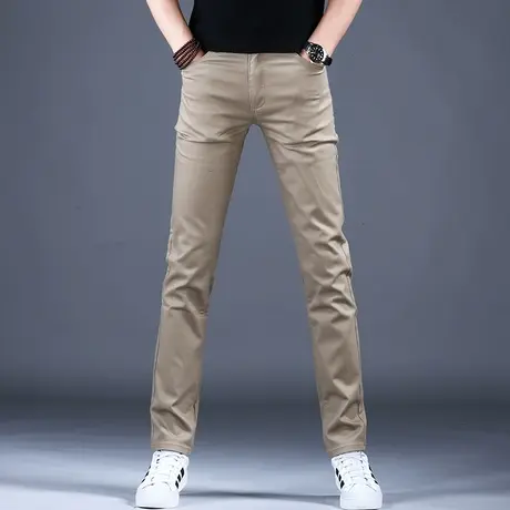 2023男士新款春夏休闲裤子经典卡其修身精致小脚裤男潮牌百搭棉弹商品大图
