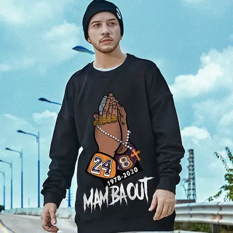 圆领卫衣男无帽潮牌宽松套头国潮胖子加绒加厚秋冬加肥加大码外套图片