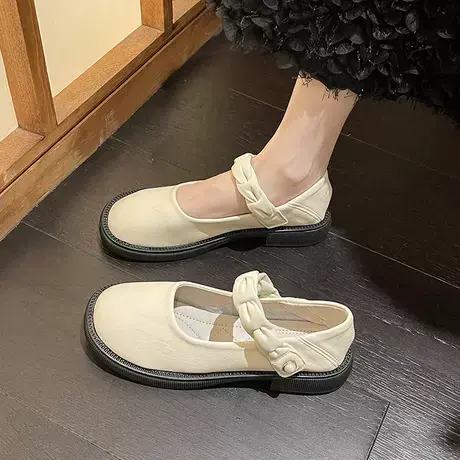 英伦风玛丽珍鞋2023年春夏季新款网红松糕底浅口小皮鞋仙女风单鞋商品大图