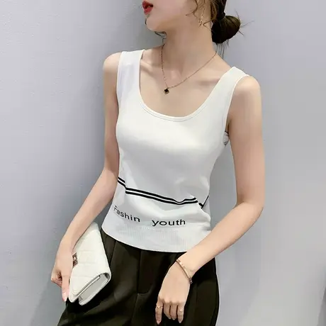 美背吊带背心女针织运动外穿潮网红爆款内搭打底上衣无袖冰丝T恤图片