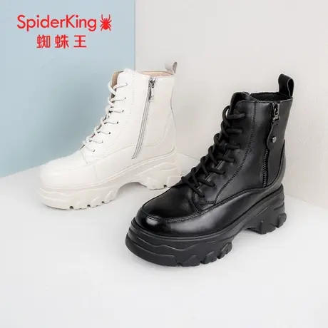 SPIDER KING/蜘蛛王马丁靴女真皮2023冬商场新款中筒薄绒增高厚底图片
