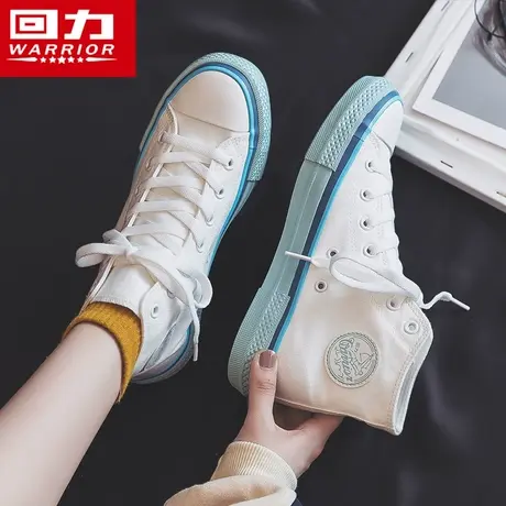 回力女鞋高帮帆布鞋女2023春季新款小白鞋薄款ins潮流百搭板鞋子商品大图