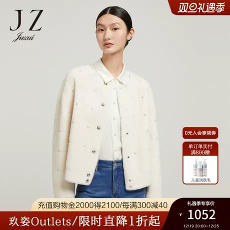 【小香风系列】JZ玖姿奥莱羊剪绒皮草短外套女装冬季新款长袖上衣图片