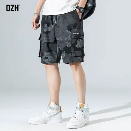 男生冰丝工装短裤男迷彩夏季宽松中裤五分裤子外穿百搭潮牌大裤衩商品大图