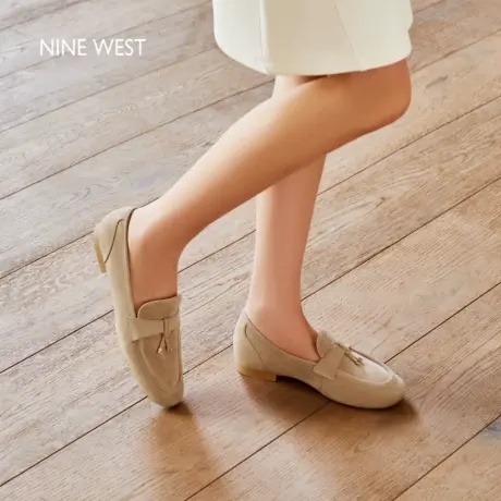 Nine West/玖熙反绒流苏乐福鞋女2025夏新款真皮女鞋复古百搭单鞋商品大图