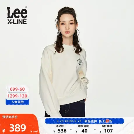 LeeXLINE23秋冬新品舒适版圆领印花女抓绒卫衣多色LWT007321100图片