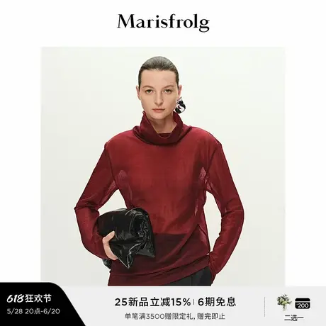 【精简衣橱】Marisfrolg玛丝菲尔2025春新款酒红色百搭衬衫上衣商品大图