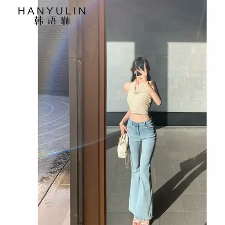 【韩语琳 新品限时9折】高级感露肩荡领挂脖背心夏季气质短款上衣图片