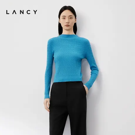 LANCY/朗姿2024春季新款修身软糯丝毛针织衫女真丝羊毛薄打底内搭图片