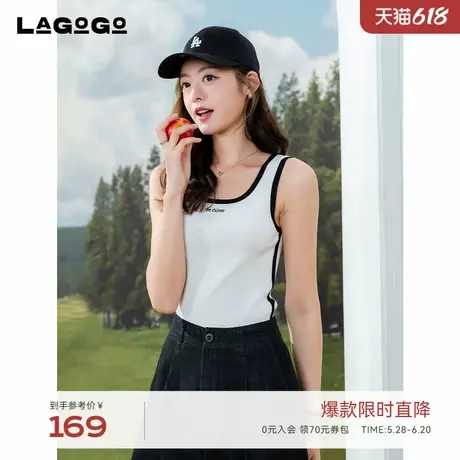 LAGOGO白色设计感修身吊带女拉谷谷2025夏新款百搭上衣OAMM114E24商品大图