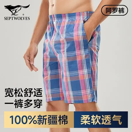 七匹狼睡裤男款夏季纯棉短裤可外穿大裤衩中老年全棉家居裤五分裤图片