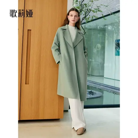 【现货】歌莉娅法式长外套全羊毛大翻领双面呢大衣1ACC6N020图片