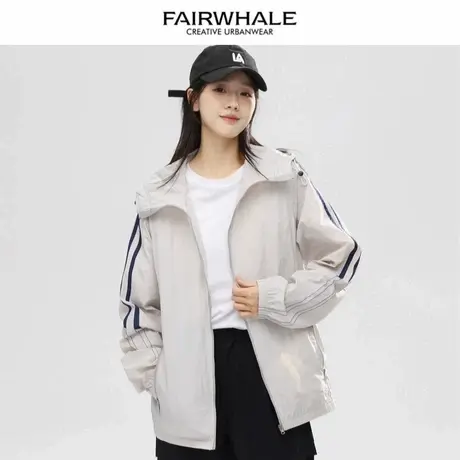 马克华菲美式潮牌条纹防晒皮肤衣女2025新夏季户外运动透气薄外套图片