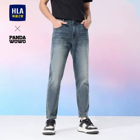 HLA/海澜之家panda wowo熊猫牛仔裤2025春夏新款锥形五袋裤子男图片