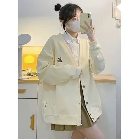 超火cecV领开衫卫衣女秋季百搭宽松显瘦洋气减龄韩版长袖上衣外套商品大图