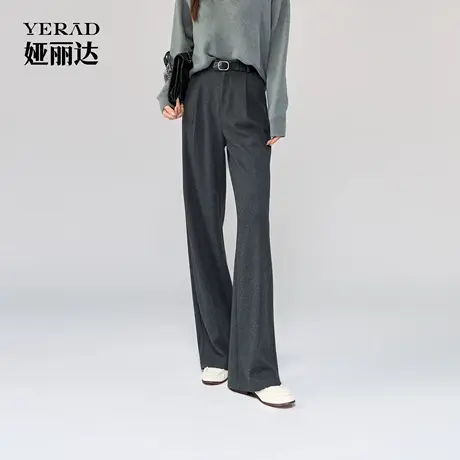 娅丽达西装阔腿裤女宽松休闲裤子2025秋新款高腰直筒裤垂感糯米裤商品大图
