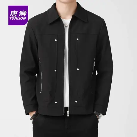 唐狮秋冬季新款男士商务休闲行政翻领夹克港风简约外套上衣服潮AP商品大图
