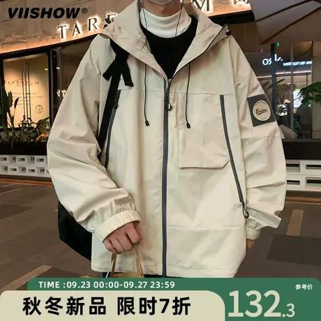 VIISHOW冲锋夹克外套男士春秋款潮牌工装夹克男连帽户外防风上衣商品大图