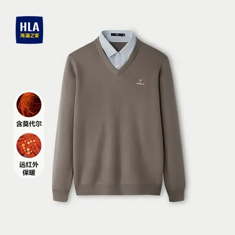 HLA/海澜之家艺术家ZOLA联名针织衫25秋冬新远红外保暖假两件男商品大图