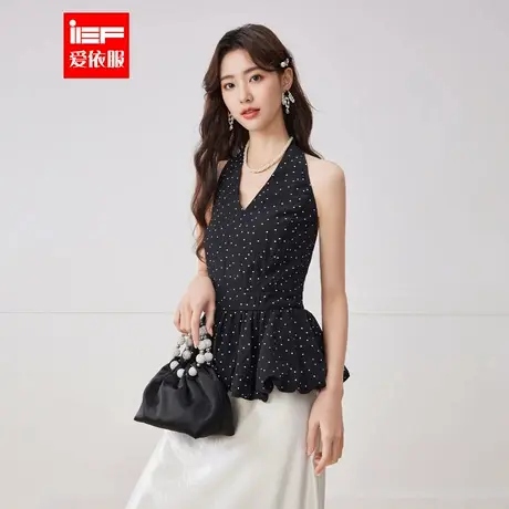 IEF/爱依服2025夏季新款法式纯欲性感小女人气质波点V领背心上衣商品大图