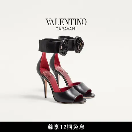 [秋冬新品]华伦天奴VALENTINO女士DRIP ROSE仿水晶小羊皮高跟凉鞋商品大图