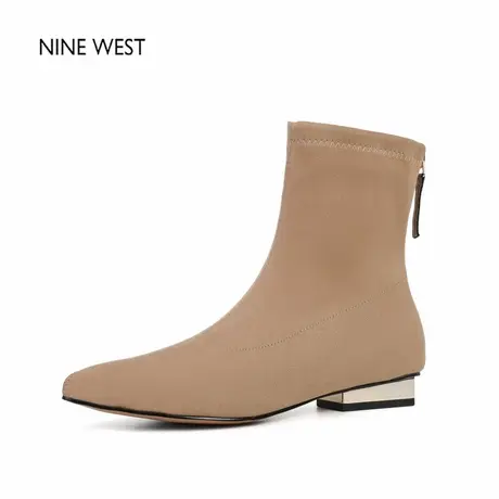 奥莱专供Nine West/玖熙韩版复古通勤尖头短靴弹力瘦瘦靴气质靴子图片