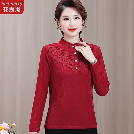 妈妈气质针织衫2023秋装新款中年妇女小衫中老年秋冬加绒打底上衣图片