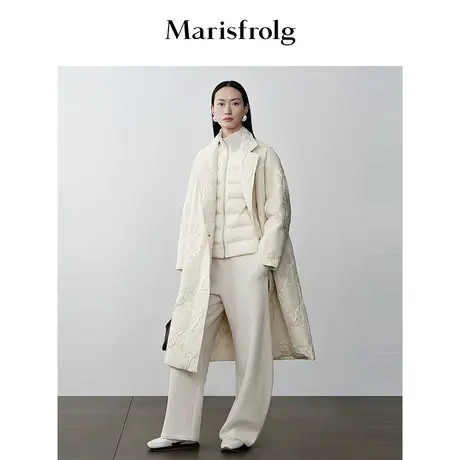 【轻云羽绒】玛丝菲尔冬季白色中长款鹅绒御寒羽绒服图片