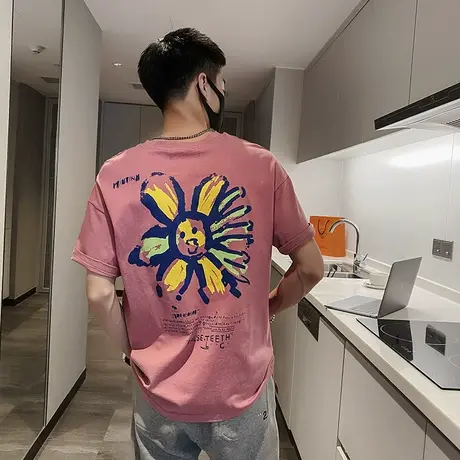 卡通t恤男短袖潮牌百搭夏季韩版潮流半截袖宽松ins微阔网红打底衫商品大图