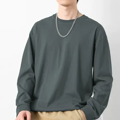 260g美式重磅纯棉t恤男长袖宽松潮流秋冬内搭纯色打底衫全棉秋衣商品大图