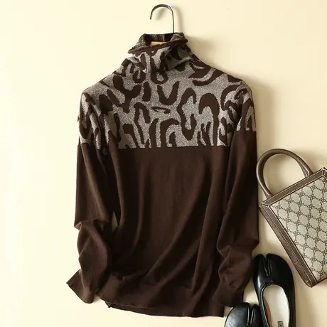 堆堆高领提花亮丝毛衣打底衫女士长袖内搭秋冬2023年新款爆款洋气商品大图