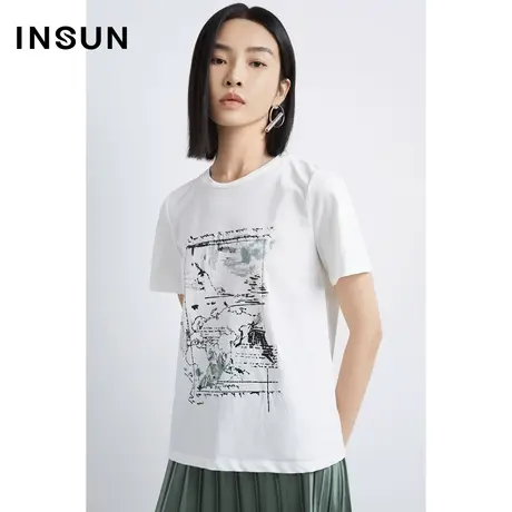 恩裳夏季白色打底纯棉短袖T恤商品大图