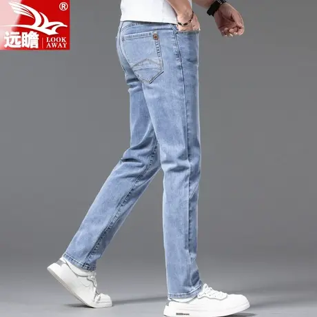 夏天浅蓝色牛仔裤男夏季薄款2023新款直筒修身男裤子男士休闲长裤商品大图
