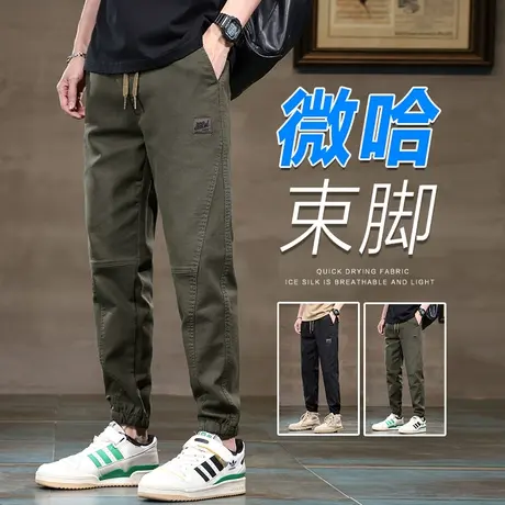 军绿色百搭防撕裂工装休闲裤男士夏季薄款户外登山男裤子爬山伐木商品大图