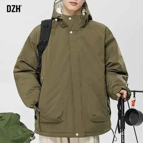 男士军绿色飞行员棉服男冬季潮牌加厚2024年新款美式工装棉衣外套商品大图