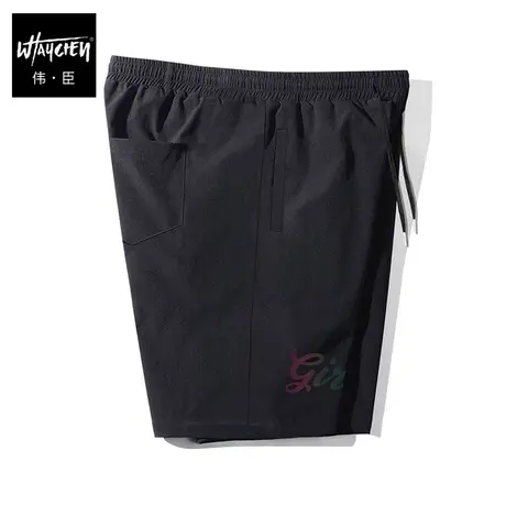 伟臣潮流大码男装休闲短裤男胖子加肥加大宽松冰丝印花肥佬五分裤商品大图