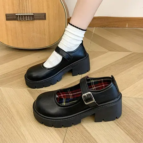 玛丽珍小皮鞋女2023年新款秋季高跟厚底日系jk鞋圆头复古春秋单鞋商品大图